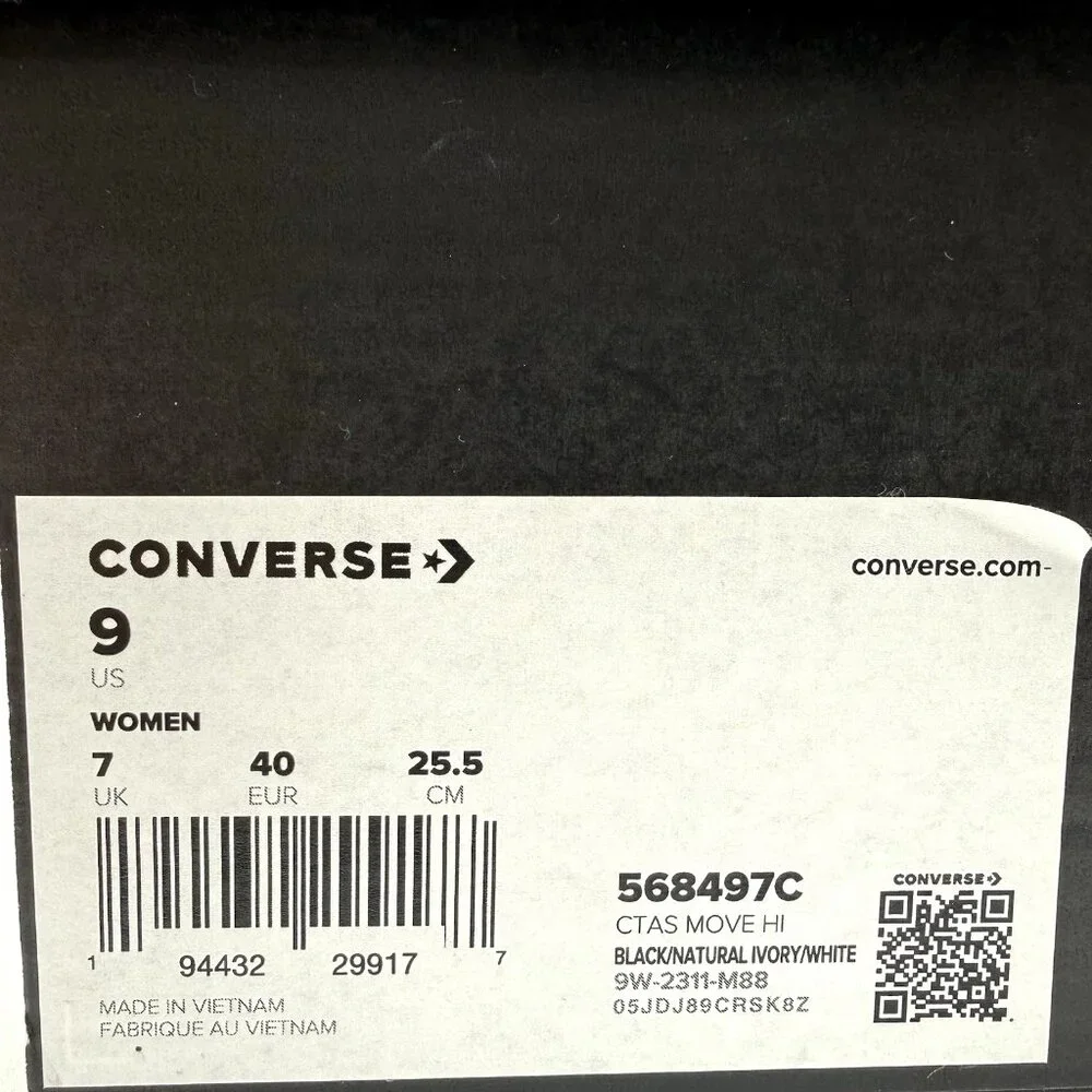 Converse Chuck Taylor All Star Move Platform Hi Women's 9 Sneakers Black/White - Picture 11 of 11